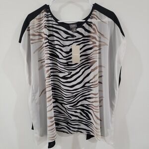 Chicos Travelers‎ Womens Poncho Size 2 Us Large Zebra Flowy Oversized